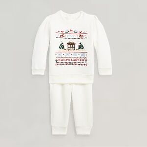 ❤️🤍RL🤍❤️ NWT Baby Girl 18m Fleece Graphic Sweatshirt & Pant Set. Brand new!